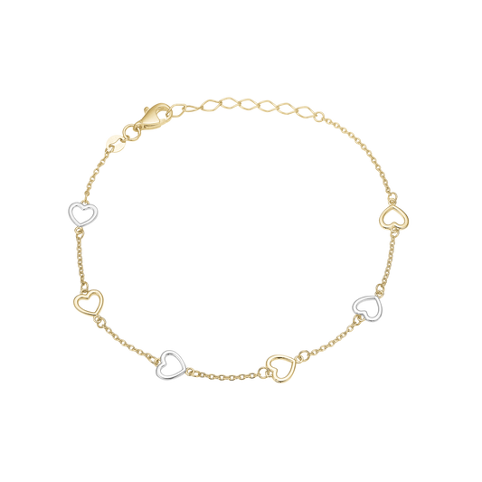 Armbånd Rødguld og Hvidguld Hjerter 8 Karat Guld 19 cm