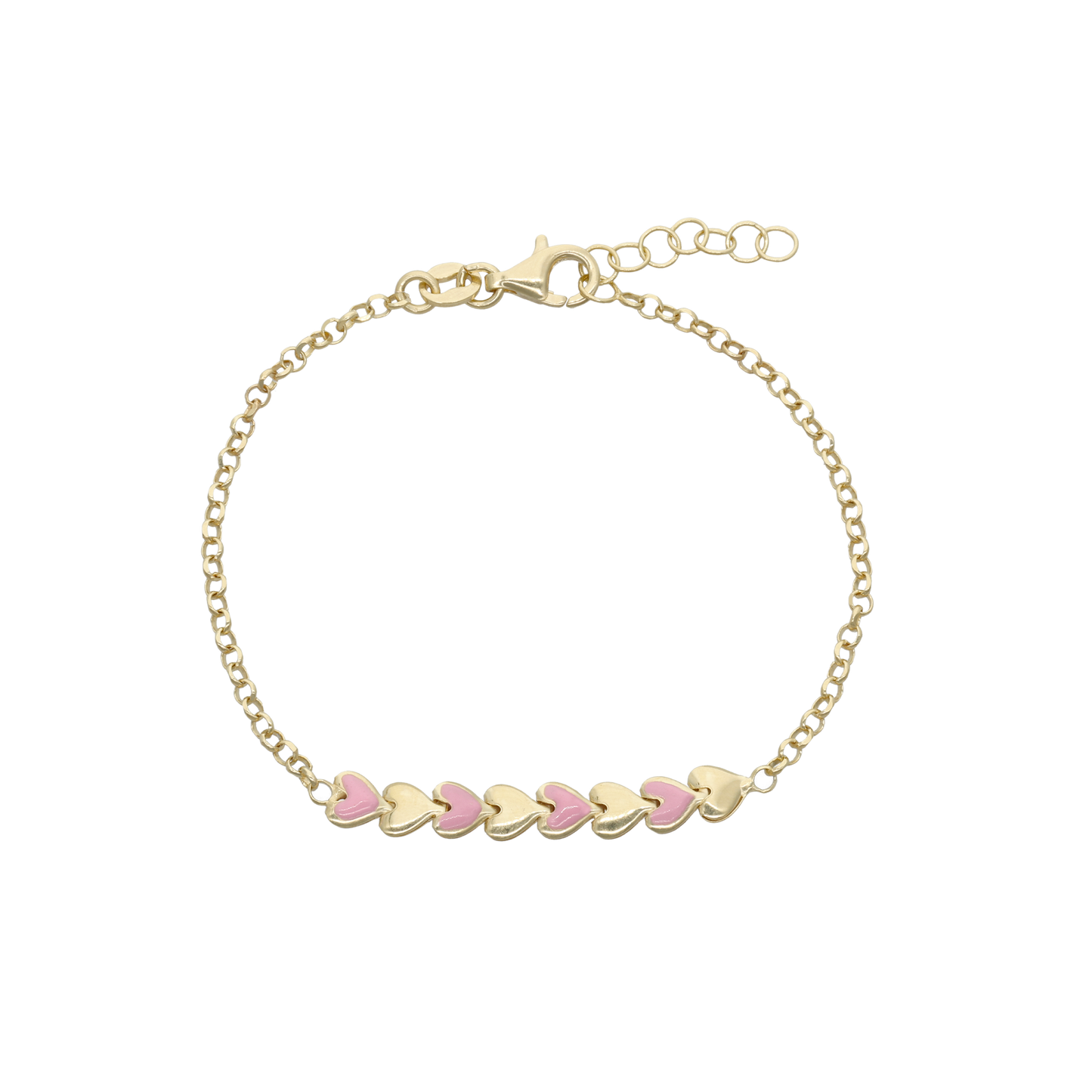 Armbånd til Børn Pink Hjerter Forgyldt Sterling Sølv
