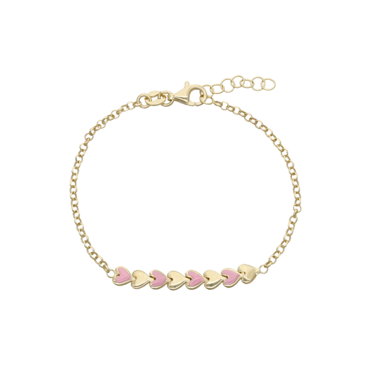 Armbånd til Børn Pink Hjerter Forgyldt Sterling Sølv