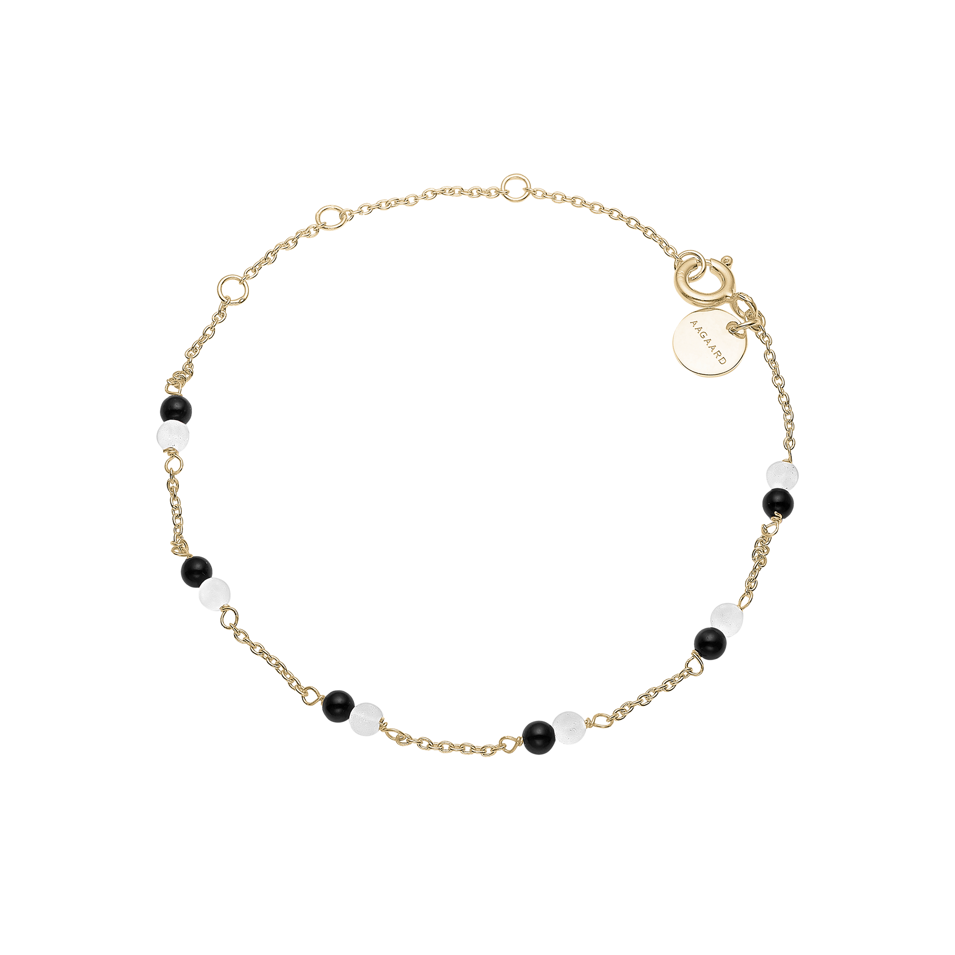 Armbånd Sort Onyx / Grøn Amazonite Forgyldt Sterling Sølv