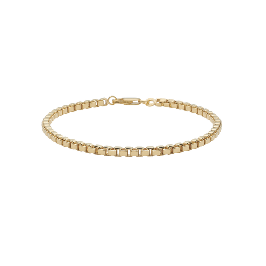 Armbånd Boks Kæde Forgyldt Sterling Sølv 19 cm