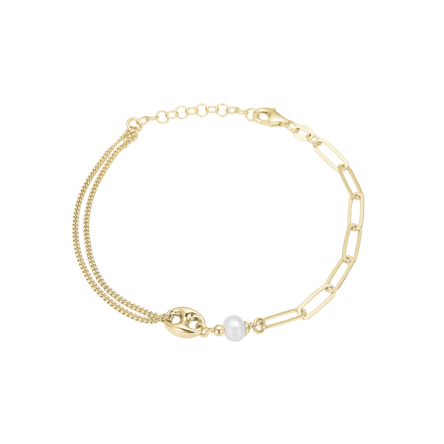 Armbånd Led/Bønne Forgyldt Sterling Sølv 19 cm
