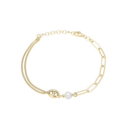 Armbånd Led/Bønne Forgyldt Sterling Sølv 19 cm