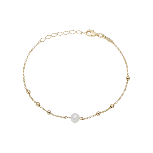 Armbånd Ferskvandsperle  Forgyldt Sterling Sølv 20 cm