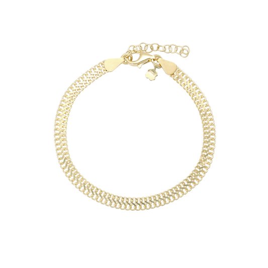 Armbånd Flad Lænke Forgyldt Sterling Sølv
