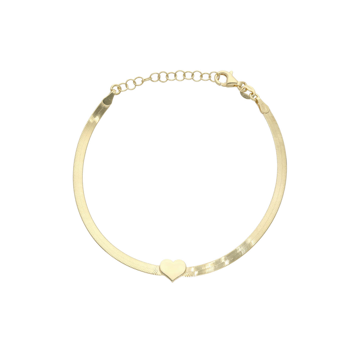 Armbånd Panzer med  Hjerte Forgyldt Sterling Sølv