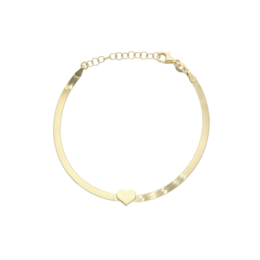 Armbånd Panzer med  Hjerte Forgyldt Sterling Sølv