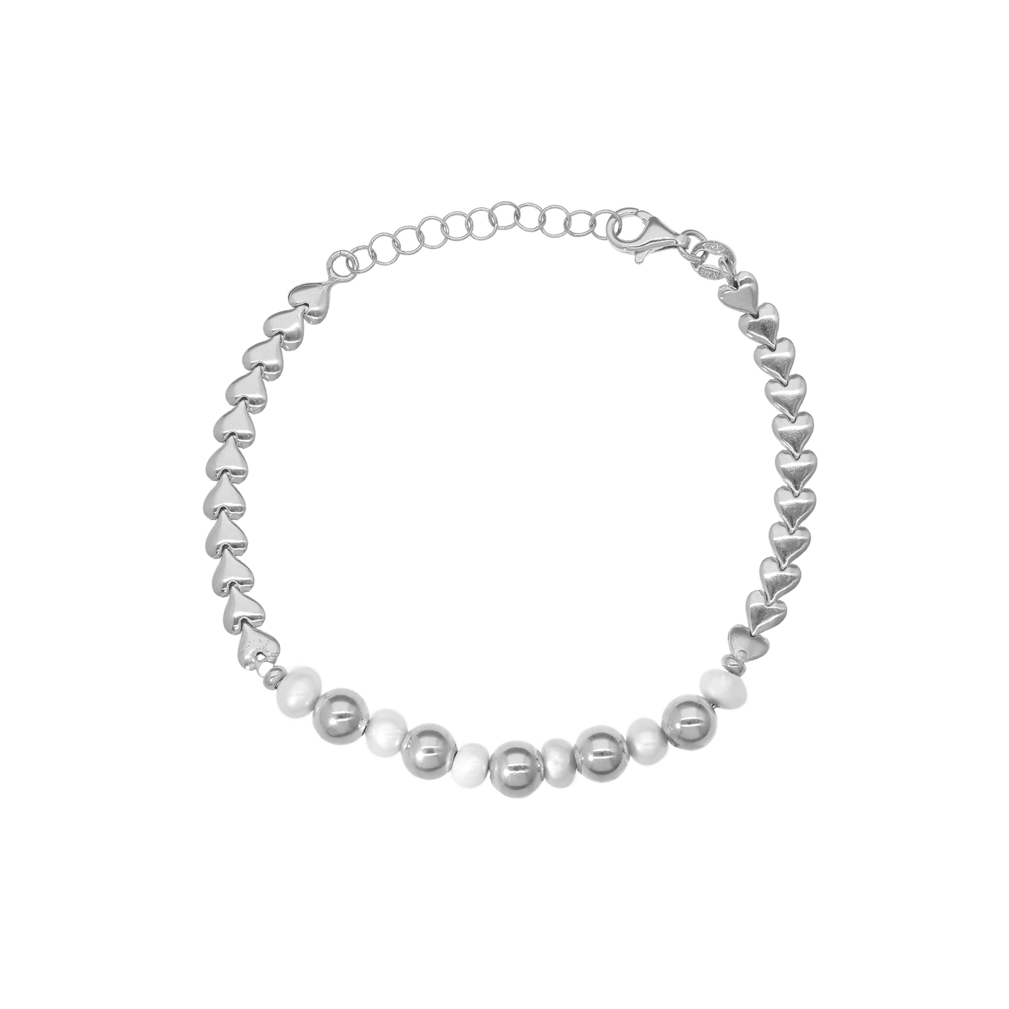 Armbånd Hjerter med  Perler Sterling Sølv