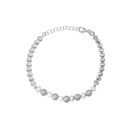 Armbånd Hjerter med  Perler Sterling Sølv