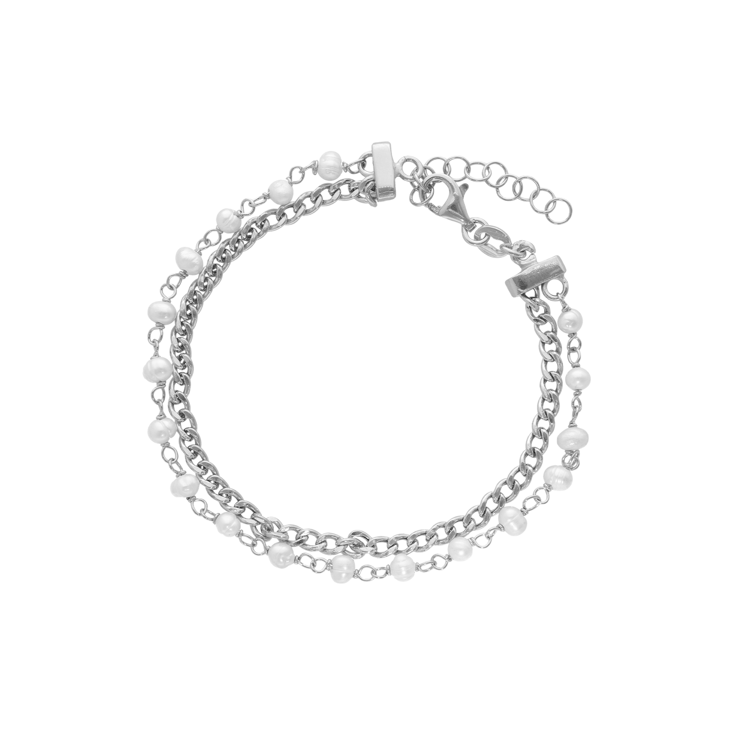 Armbånd Dobbelt med  Ferskvandsperler Sterling Sølv