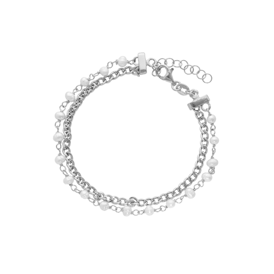 Armbånd Dobbelt med  Ferskvandsperler Sterling Sølv