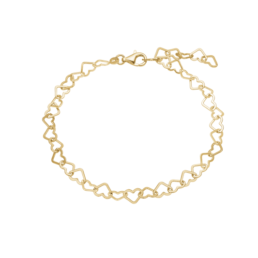 Ankelkæde Hjertekæde Forgyldt Sterling Sølv 23 + 4 cm