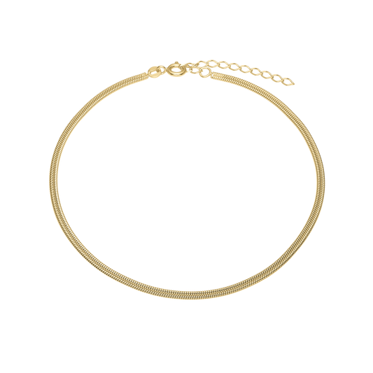 Ankelkæde Snake Forgyldt Sterling Sølv 23 + 4 cm