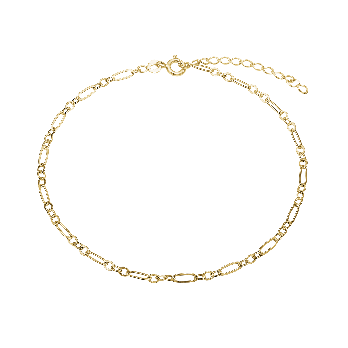 Ankelkæde Trace Figaro Forgyldt Sterling Sølv 23 + 4 cm