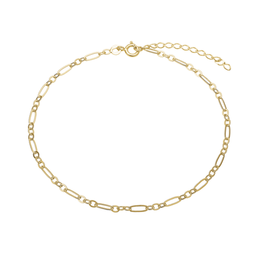 Ankelkæde Trace Figaro Forgyldt Sterling Sølv 23 + 4 cm
