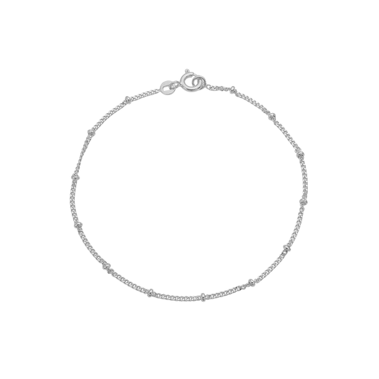 Ankelkæde Små Kugler Sterling Sølv 23 + 4 cm