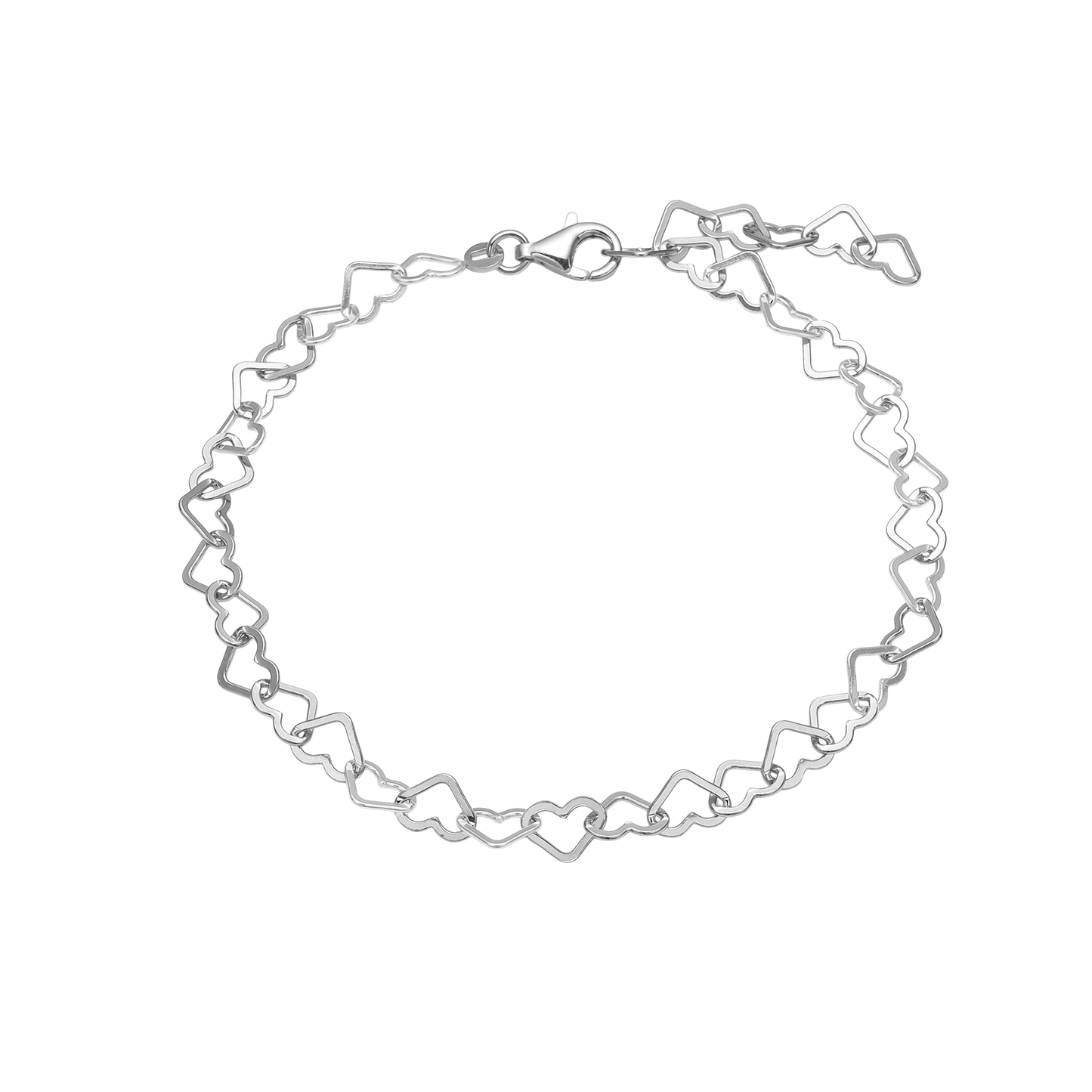 Ankelkæde Hjertekæde Sterling Sølv 23 + 4 cm