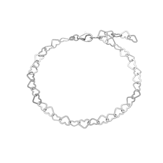 Ankelkæde Hjertekæde Sterling Sølv 23 + 4 cm