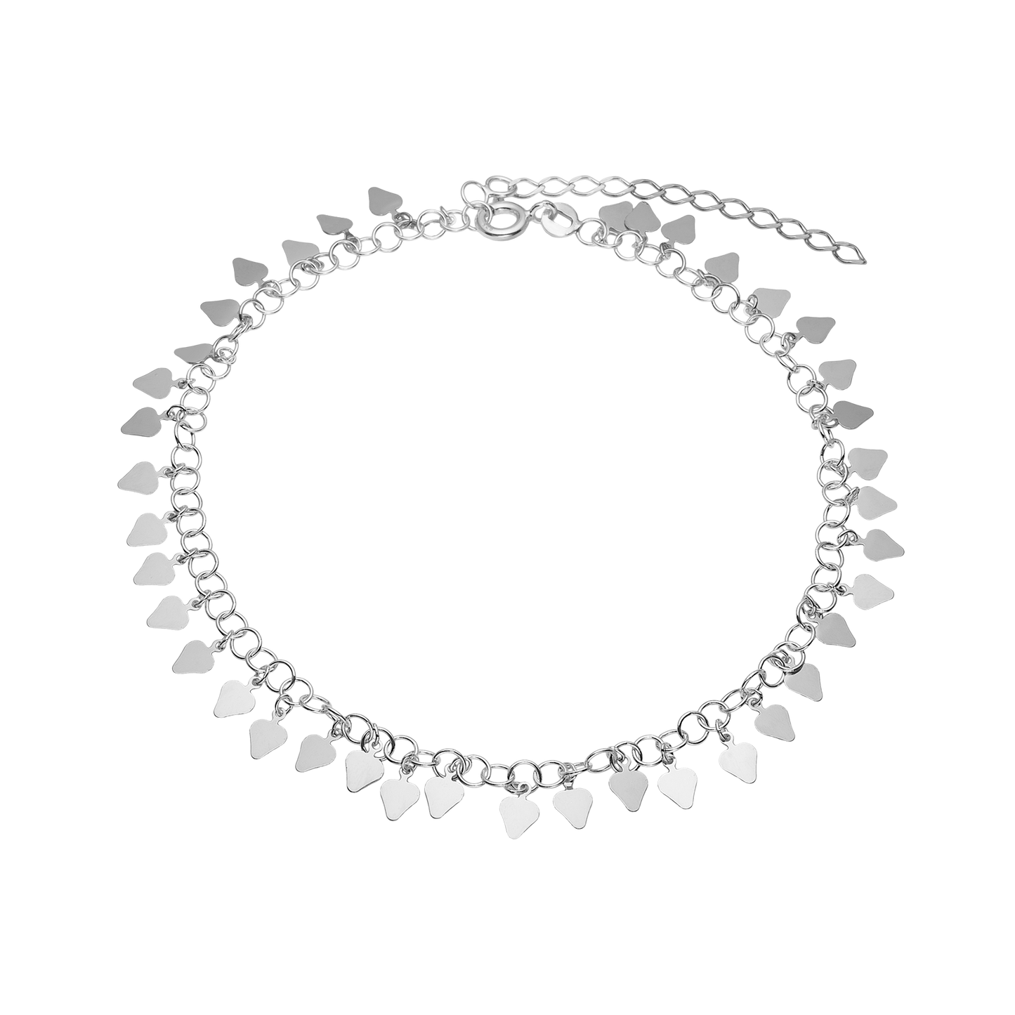 Ankelkæde Hjerte Sterling Sølv 23 + 4 cm