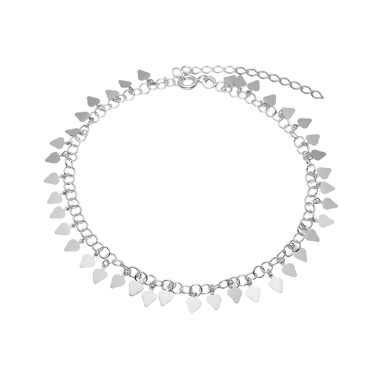 Ankelkæde Hjerte Sterling Sølv 23 + 4 cm