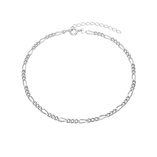 Ankelkæde Figaro Sterling Sølv 23 + 4 cm