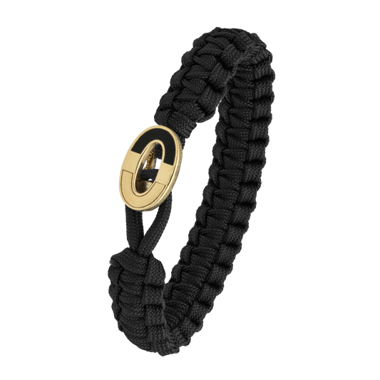 From Soldier To Soldier Armbånd Sort med Dark Bright Forgyldt Sterling Sølv Lås