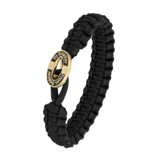 From Soldier To Soldier Armbånd Sort med Forgyldt Sterling Sølv Sort Emalje Lås