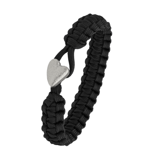 From Soldier To Soldier Armbånd Sort med Sterling Sølv Hjerte Lås