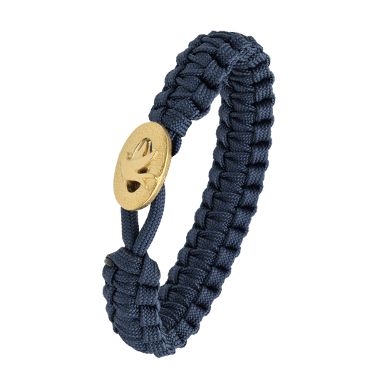 From Soldier To Soldier Armbånd Blå med Forgyldt Sterling Sølv Fredsdue Lås