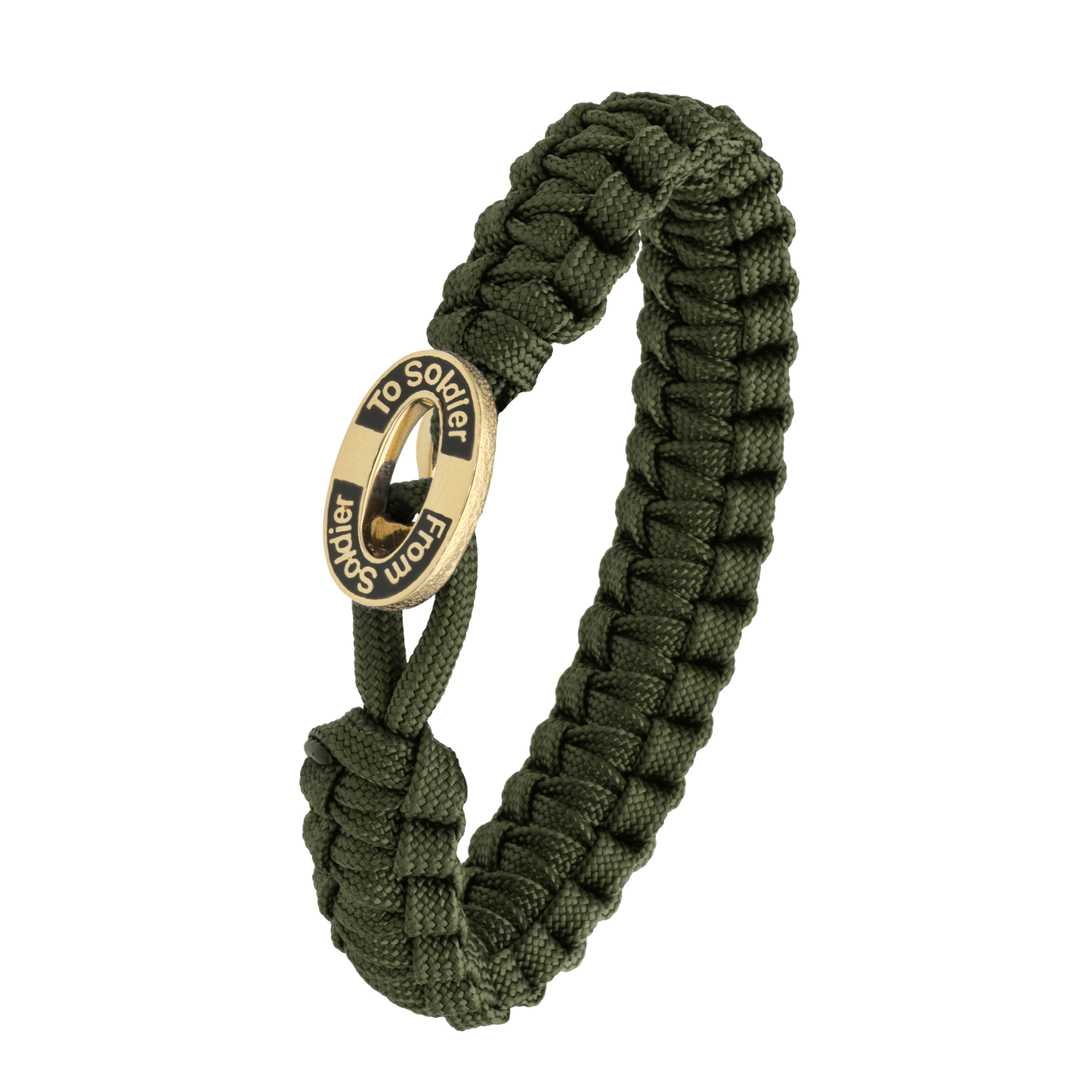 From Soldier To Soldier Armbånd Grøn med Forgyldt Sort Emalje Lås 25 cm