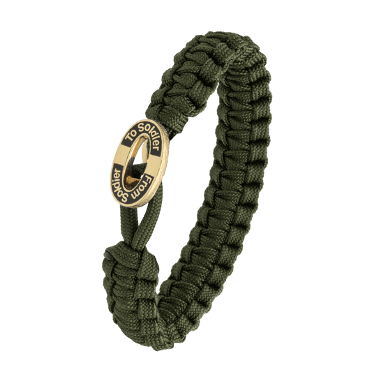 From Soldier To Soldier Armbånd Grøn med Forgyldt Sort Emalje Lås 25 cm