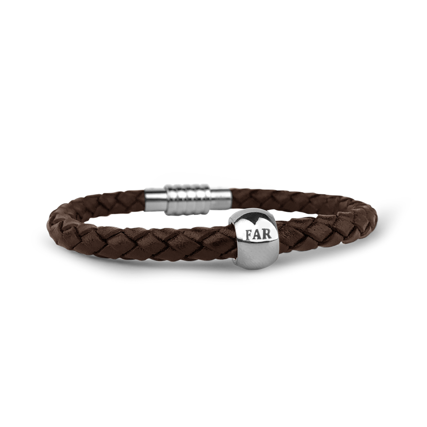 Armbånd Mens Læder Brun Rund FAR Charm 20 cm