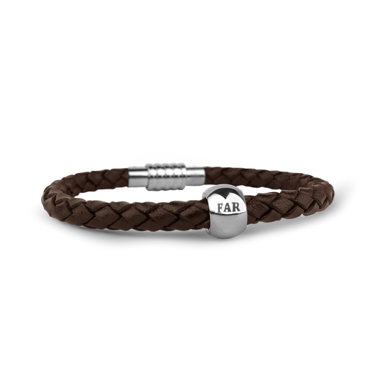 Armbånd Mens Læder Brun Rund FAR Charm 19 cm