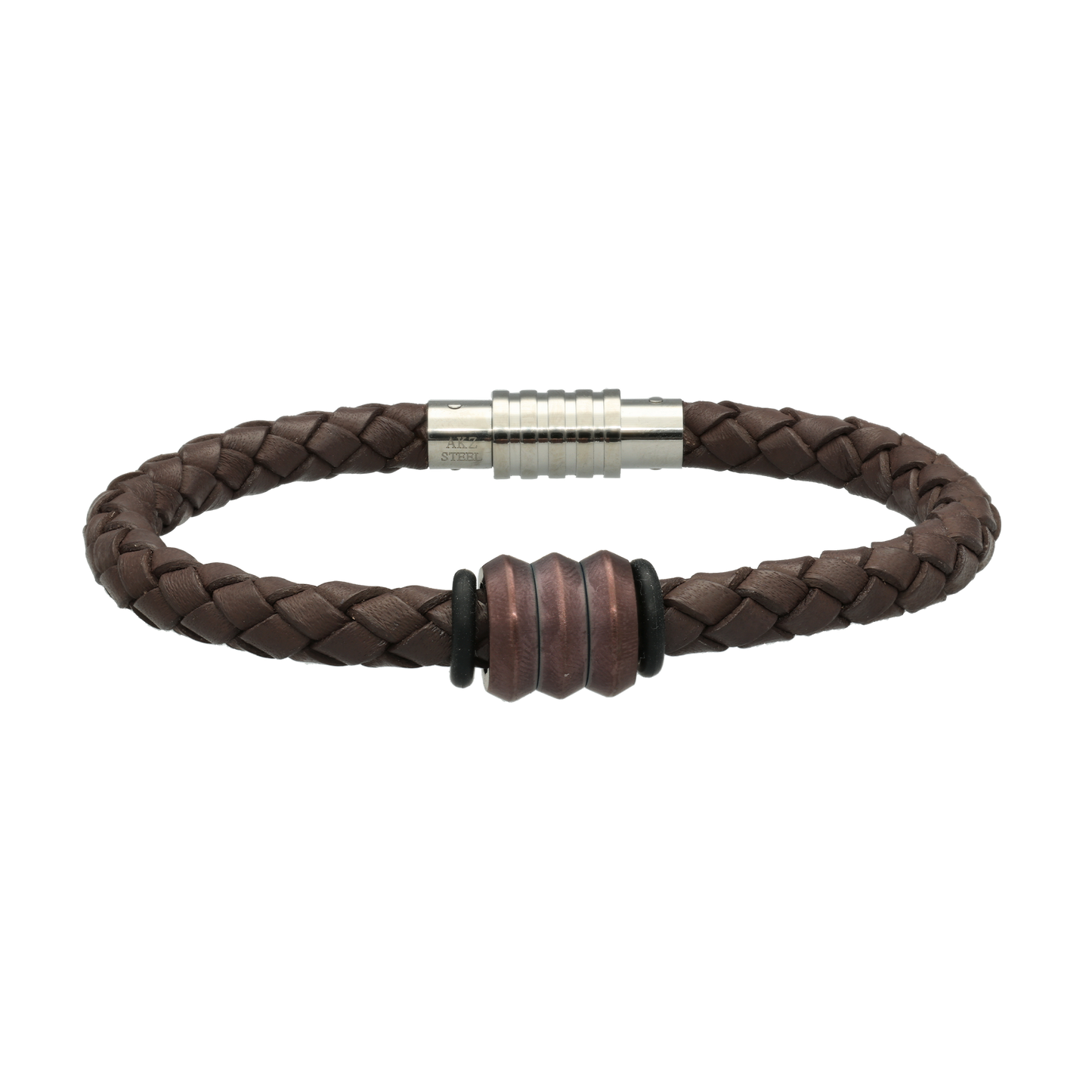 Armbånd Mens Læder Brun med  Charm 23 cm