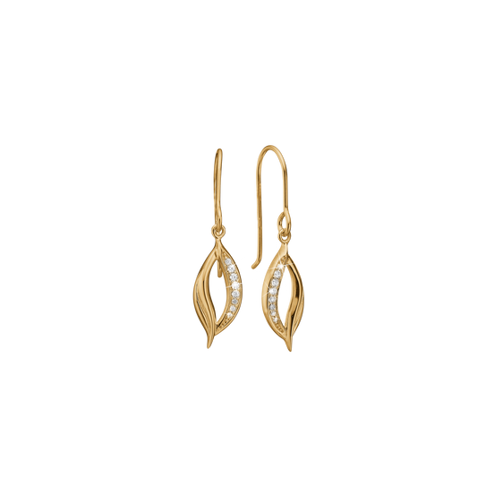 Ørehænger 8 Karat Guld Blad med 16 Cubic Zirkonia