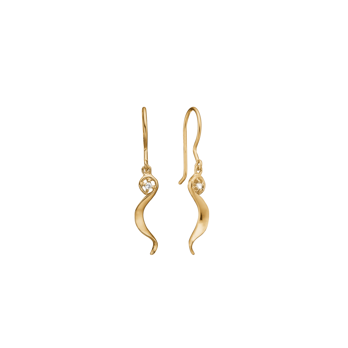 Ørehænger med 2 Cubic Zirkonia 8 Karat Guld