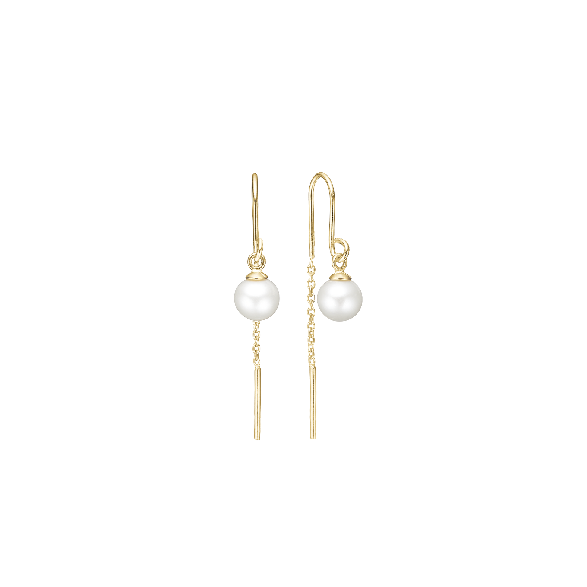 Ørehængere med perle i forgyldt 