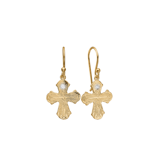 Øreringe Dagmar Kors LG Diamant 8 Karat Guld 16 x 14 mm