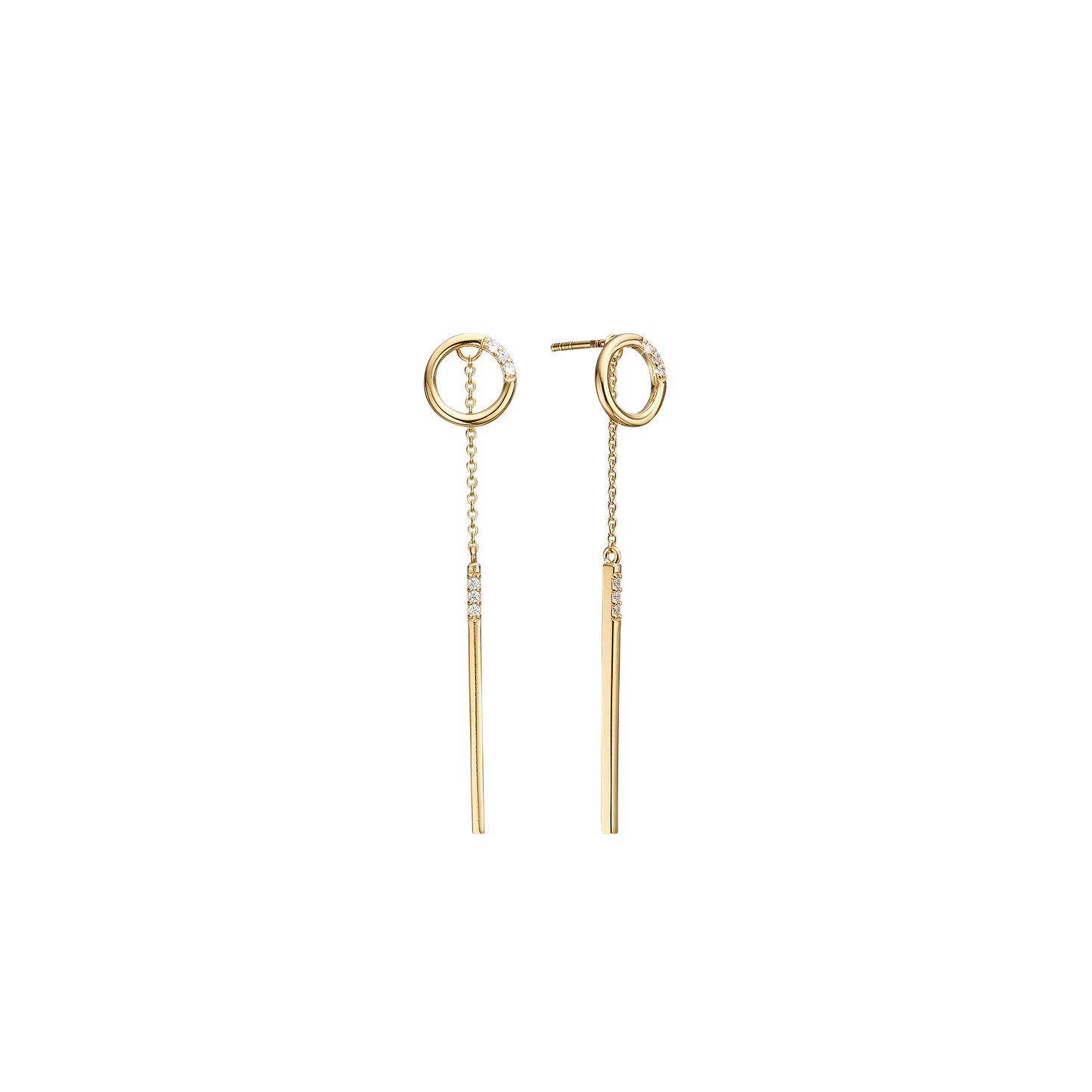 Ørehænger med Kæde Cubic Zirkonia Forgyldt Sterling Sølv