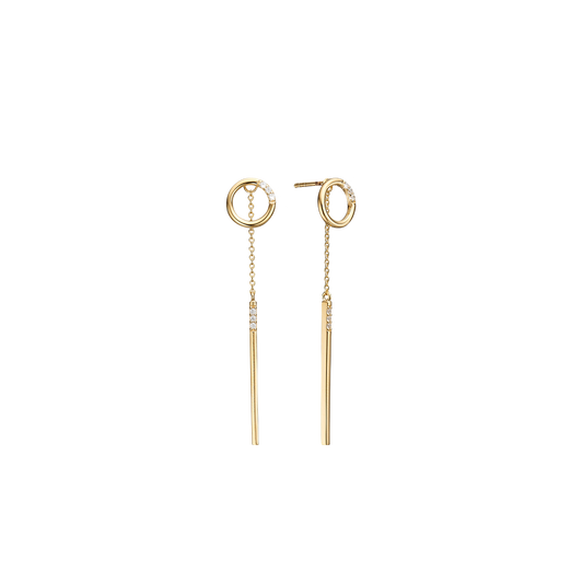 Ørehænger med Kæde Cubic Zirkonia Forgyldt Sterling Sølv