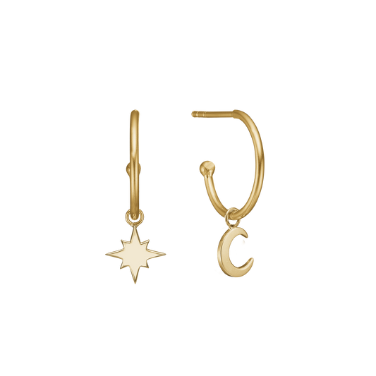 Creoler Måne/Stjerne Forgyldt Sterling Sølv