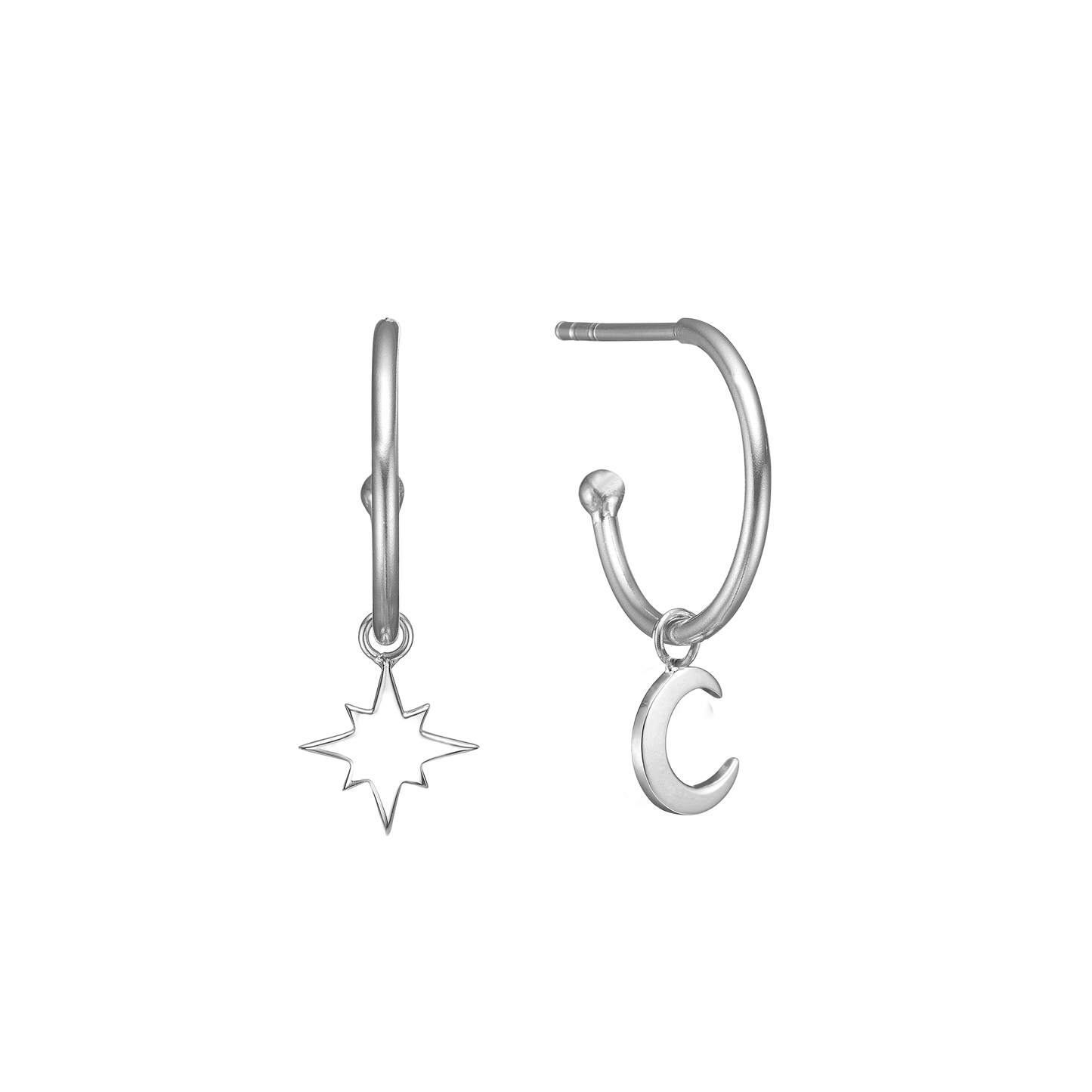 Creoler Måne/Stjerne Cubic Zirkonia Sterling Sølv