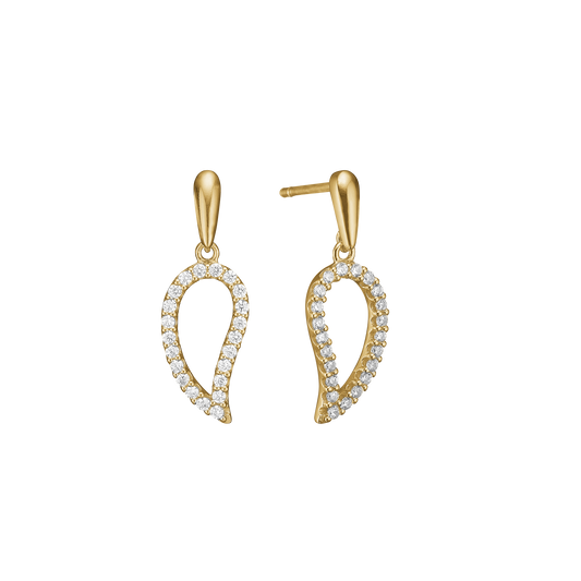Ørehænger Blad Cubic Zirkonia Forgyldt Sterling Sølv
