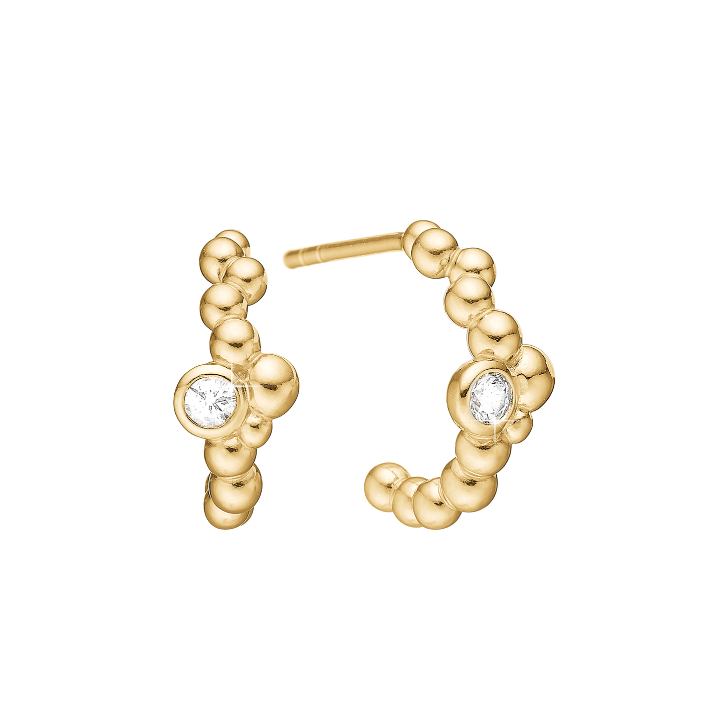 Øreringe Tankebobler med 2 Cubic Zirkonia Forgyldt Sterling Sølv