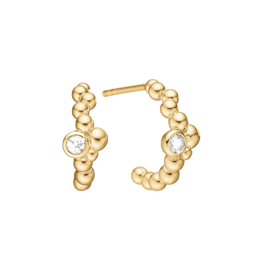 Øreringe Tankebobler med 2 Cubic Zirkonia Forgyldt Sterling Sølv