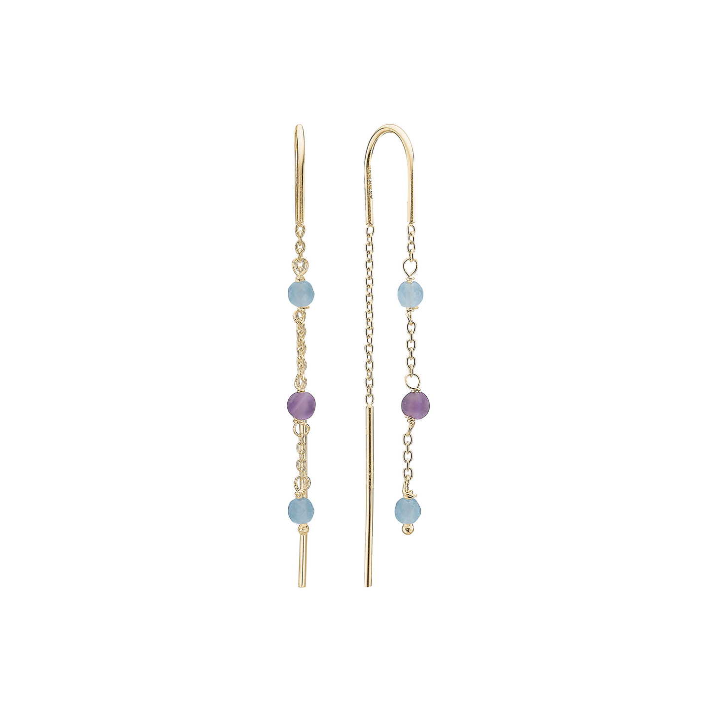 Ørehænger Amethyst / Blå Quartz Forgyldt Sterling Sølv