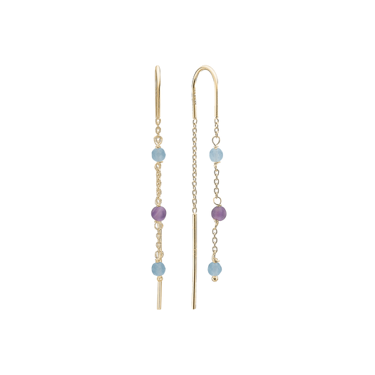 Ørehænger Amethyst / Blå Quartz Forgyldt Sterling Sølv