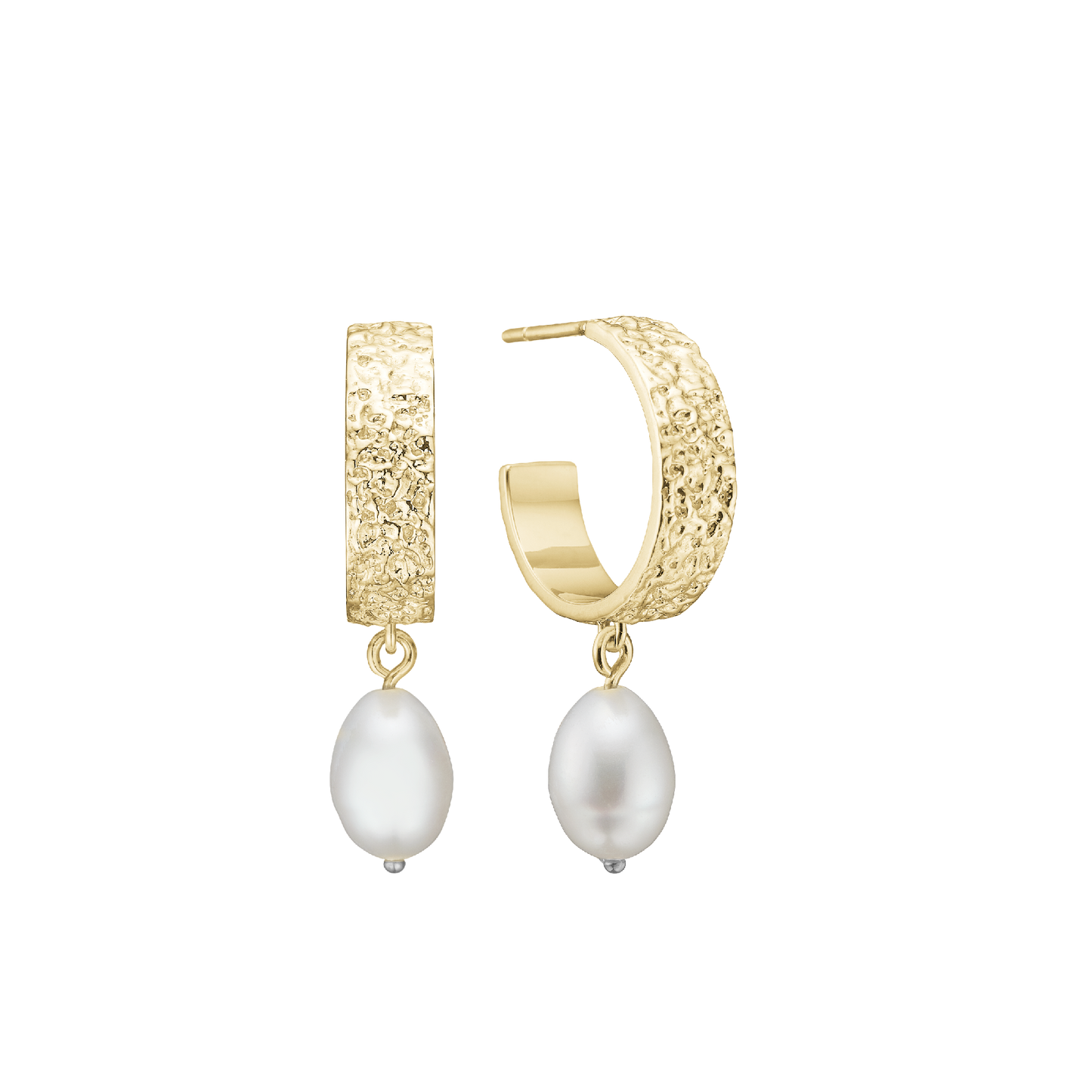 Creoler Halvcreol Ferskvandsperle Forgyldt Sterling Sølv Ø 18 mm