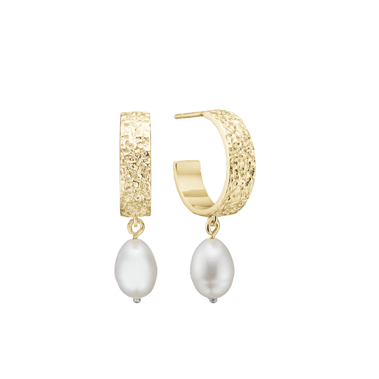 Creoler Halvcreol Ferskvandsperle Forgyldt Sterling Sølv Ø 18 mm