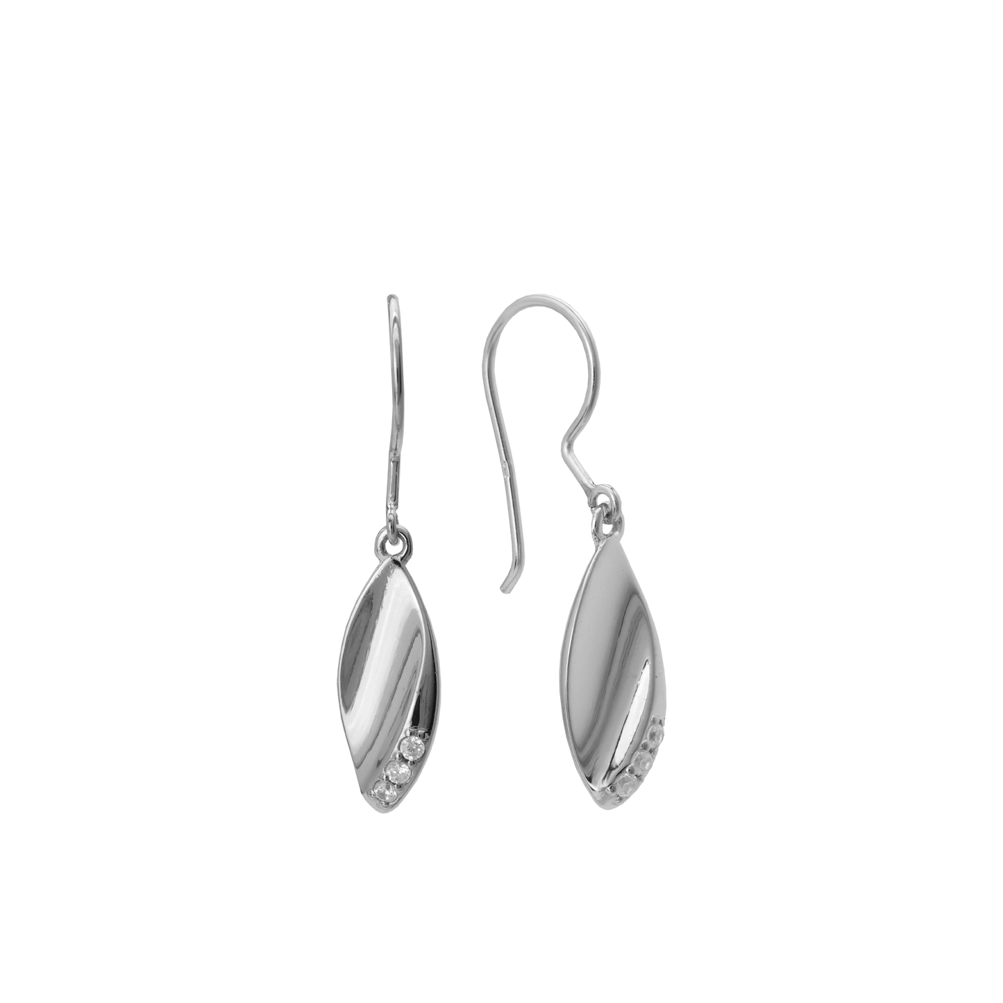 Ørehængere Blad Sterling Sølv med 6 Cubic Zirkonia